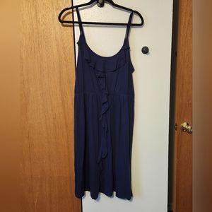 Old Navy Blue Midi dress with front ruffle